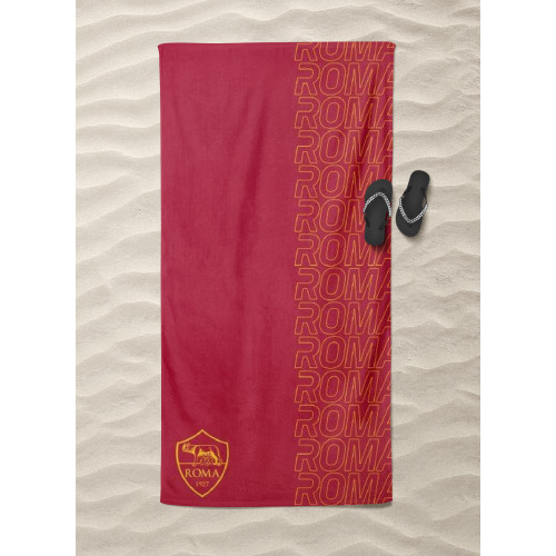 TOALLA DE PLAYA ROMA SPORT MEDIDA CM.70X140 ORIGINAL A.S. ROMA CON MOCHILA TEXFAMILY TOALLERO y postal ROME IS
