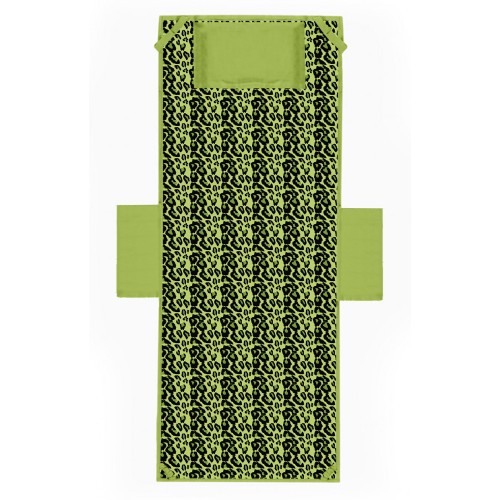 Microfiber beach bed towel with pockets and inflatable leopard pattern cushion TEDDY SIZE cm. 80 X 190