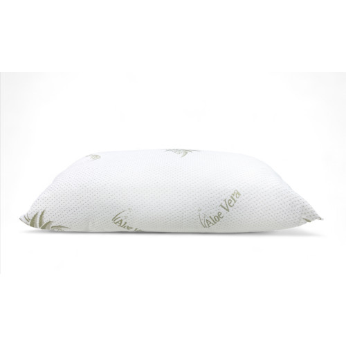 Cuscino Letto Aloe Vera con Federa Anallergica, Antibatterico, Antiacaro, Imbottitura in Fibre e Cotone, 42x72cm, Spessore 20cm