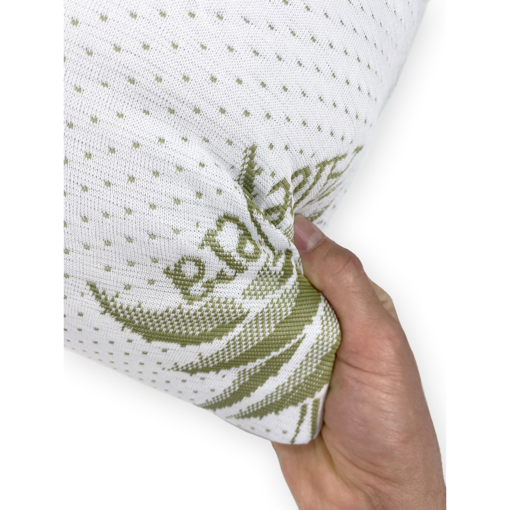 Cojín de Cama de Aloe Vera con Funda de Almohada Hipoalergénica, Antibacteriano, Antiácaros, Acolchado de Fibra y Algodón, 42x72