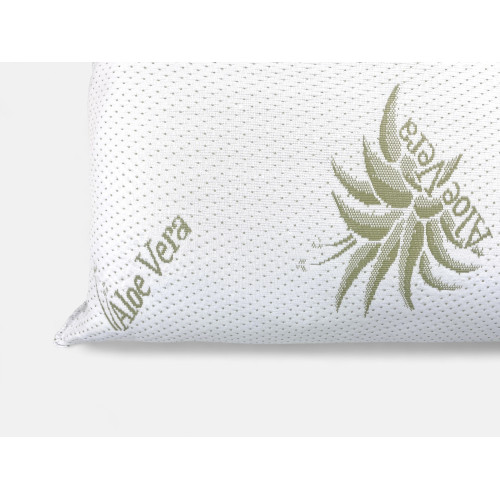 Cojín de Cama de Aloe Vera con Funda de Almohada Hipoalergénica, Antibacteriano, Antiácaros, Acolchado de Fibra y Algodón, 42x72