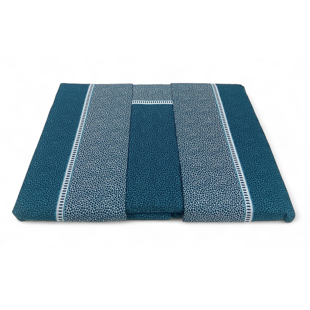 Draps Double Coton MAXI Tex Family - Design Moderne « Time » Couleur Pétrole