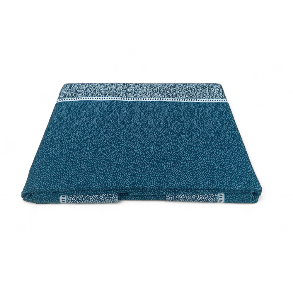 Draps Double Coton MAXI Tex Family - Design Moderne « Time » Couleur Pétrole