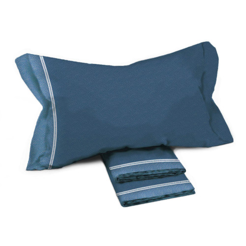 Lenzuola Matrimoniali Cotone Completo MAXI Tex Family - Design Moderno "Time" Colore Petrolio