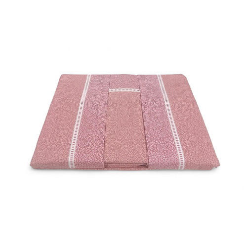 Draps Double Coton MAXI Tex Family - Design Moderne « Time » Couleur Rose