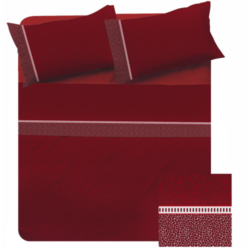 Doppelte Baumwollbettwäsche MAXI Tex Family - Modernes Design "Time" Bordeaux Farbe