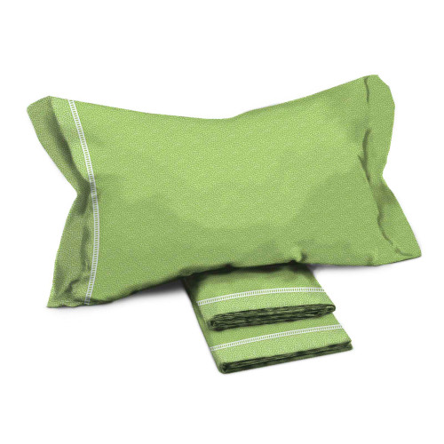 Sábanas dobles de algodón MAXI Tex Family - Diseño moderno "Time" color verde