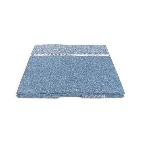 Doppelte Baumwollbettwäsche MAXI Tex Family - Modernes Design "Zeit" hellblaue Farbe