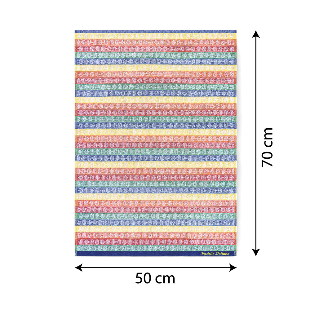 Set de 6 paños de cocina de algodón - Paños de cocina de esponja multicolor - Paños de cocina hechos a mano Made in Italy - 50x7