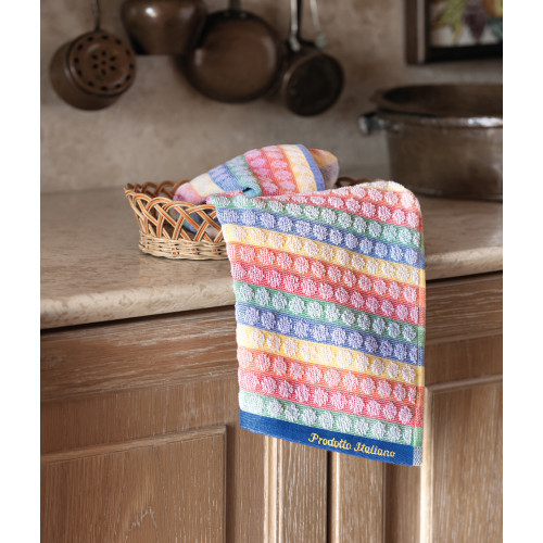 Set di 6 Strofinacci Cucina Cotone - Strofinacci Cucina Spugna Multicolor - Canovacci Cucina Artigianali Made in Italy - 50x70cm