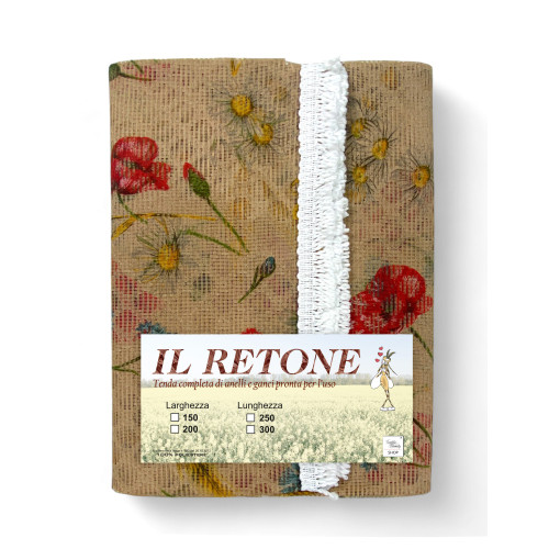 Ventana de mosquitera a cortina de exterior Retone, cortina de ventana de mosquitera con anillos de jardín, amapolas de color