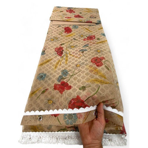 Insect screen window to outdoor curtain Retone, insect screen window curtain with garden rings, color Poppies