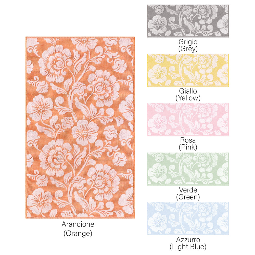 Set Asciugamani Bagno in Cotone 60x100 e 40x60 Flowers, 6 Pezzi, 350 gr/mq, Colori Pastello, Made in Italy, Assorbenti e Morbidi