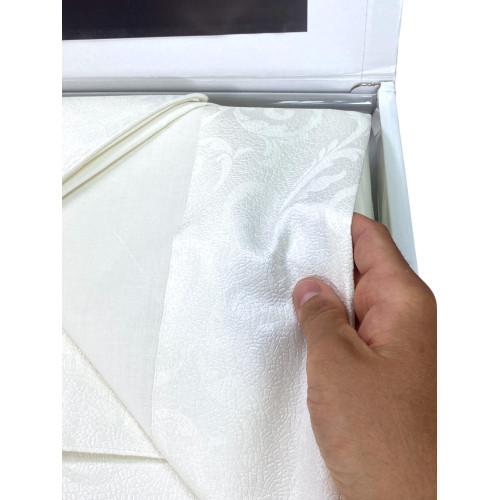 Juego completo de cama doble skinny, sábanas de puro algodón y colcha doble de verano en jacquard, Made in Italy