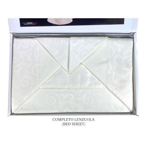 Juego completo de cama doble skinny, sábanas de puro algodón y colcha doble de verano en jacquard, Made in Italy