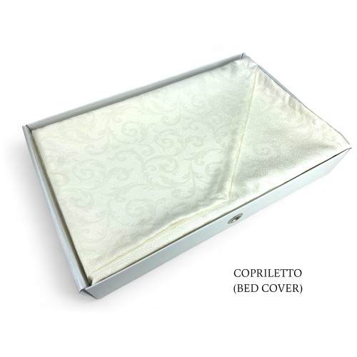 Complete Skinny Double Bed Set, Pure Cotton Sheets and Jacquard Summer Double Bedspread, Made in Italy