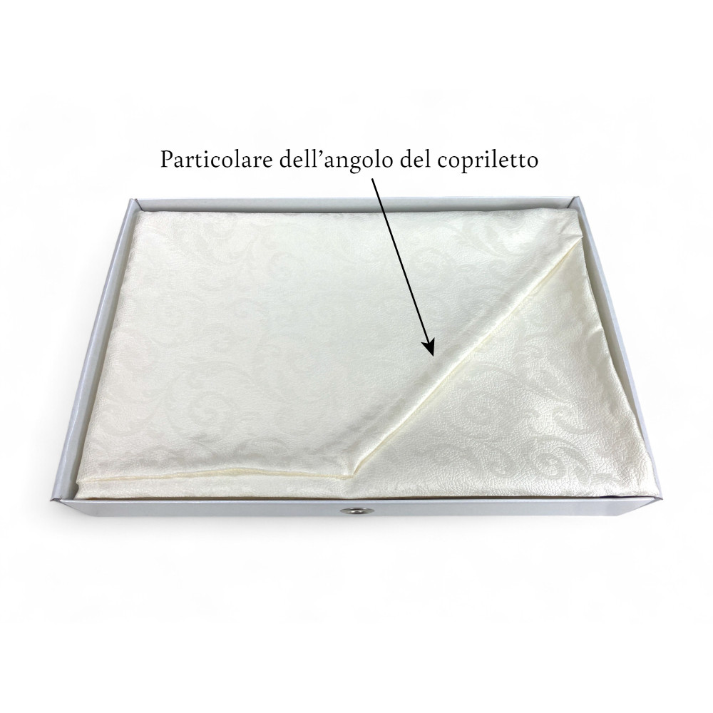 Komplettes Skinny Doppelbett-Set, Bettwäsche aus reiner Baumwolle und Jacquard-Sommer-Tagesdecke, Made in Italy