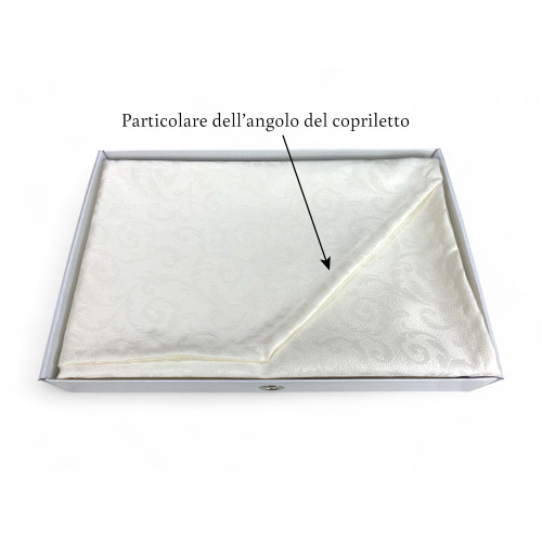 Komplettes Skinny Doppelbett-Set, Bettwäsche aus reiner Baumwolle und Jacquard-Sommer-Tagesdecke, Made in Italy