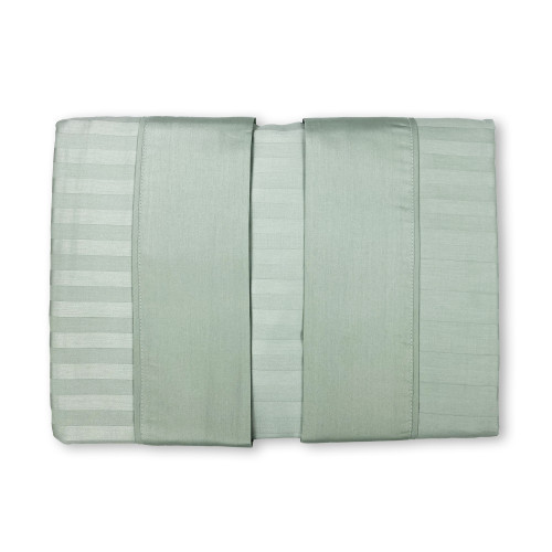 Levante grünes Baumwoll-Doppellaken-Set, Doppelbett-Bettlaken-Set, gestreifter Satin aus reiner Baumwolle