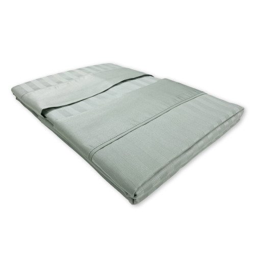 Completo Lenzuola Matrimoniali Cotone Verde Salvia Levante, Set Lenzuola Letto Matrimoniale, Raso Puro Cotone Rigato