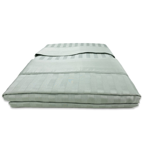 Levante green cotton double sheet set, double bed sheet set, striped pure cotton satin
