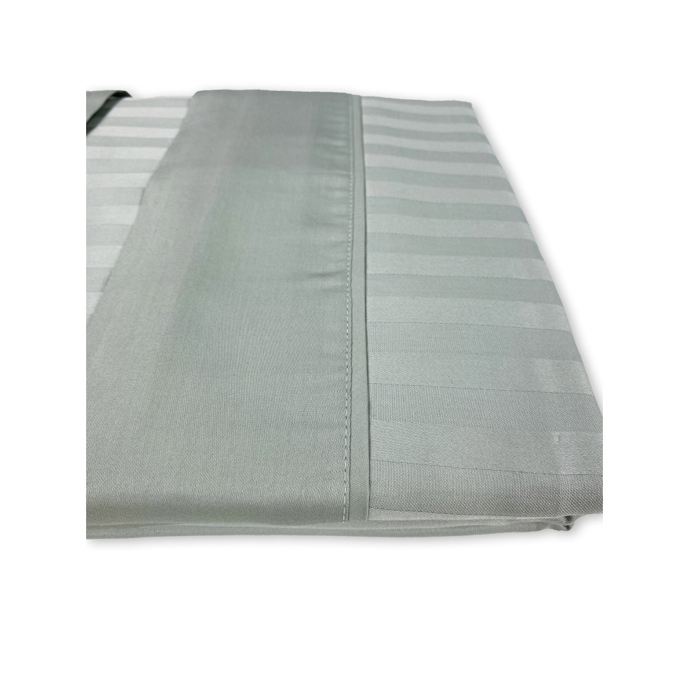 Juego de sábanas dobles de algodón verde Levante, juego de sábanas dobles, raso de puro algodón a rayas