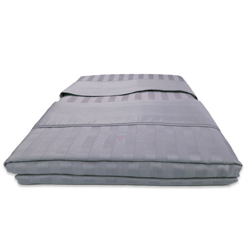 Levante Grau Blei Baumwolle Doppel Laken Set, Doppelbett Bettlaken Set, Reine gestreifte Baumwolle Satin