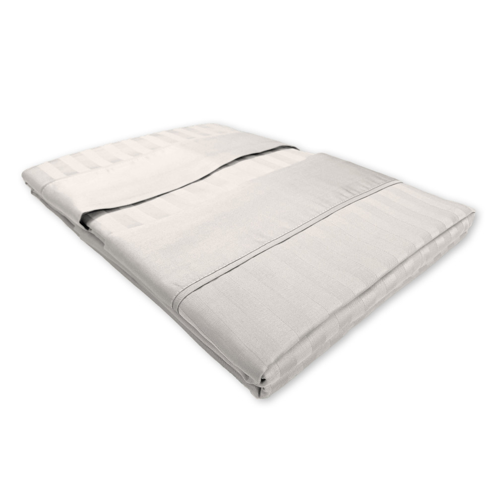 Levante light grey cotton double sheets set, double bed sheet set, striped pure cotton satin