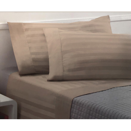 Levante taubengraues Baumwoll-Doppellaken-Set, Doppelbett-Bettlaken-Set, reiner gestreifter Baumwollsatin