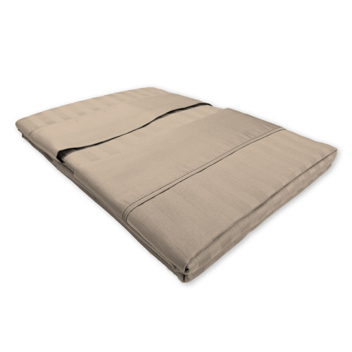 Ensemble de draps doubles en coton gris tourterelle Levante, ensemble de draps de lit double, satin de coton à rayures pures