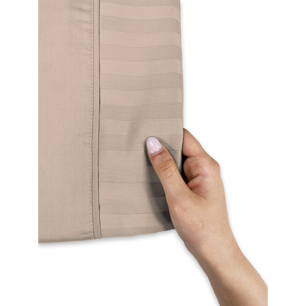 Levante dove grey cotton double sheet set, double bed sheet set, pure striped cotton satin