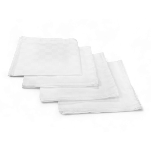Set de 4 Servilletas de Algodón Blanco, Servilletas Tela 42x42 cm, Flandes, Bajo a 4 caras, 100% Algodón Puro