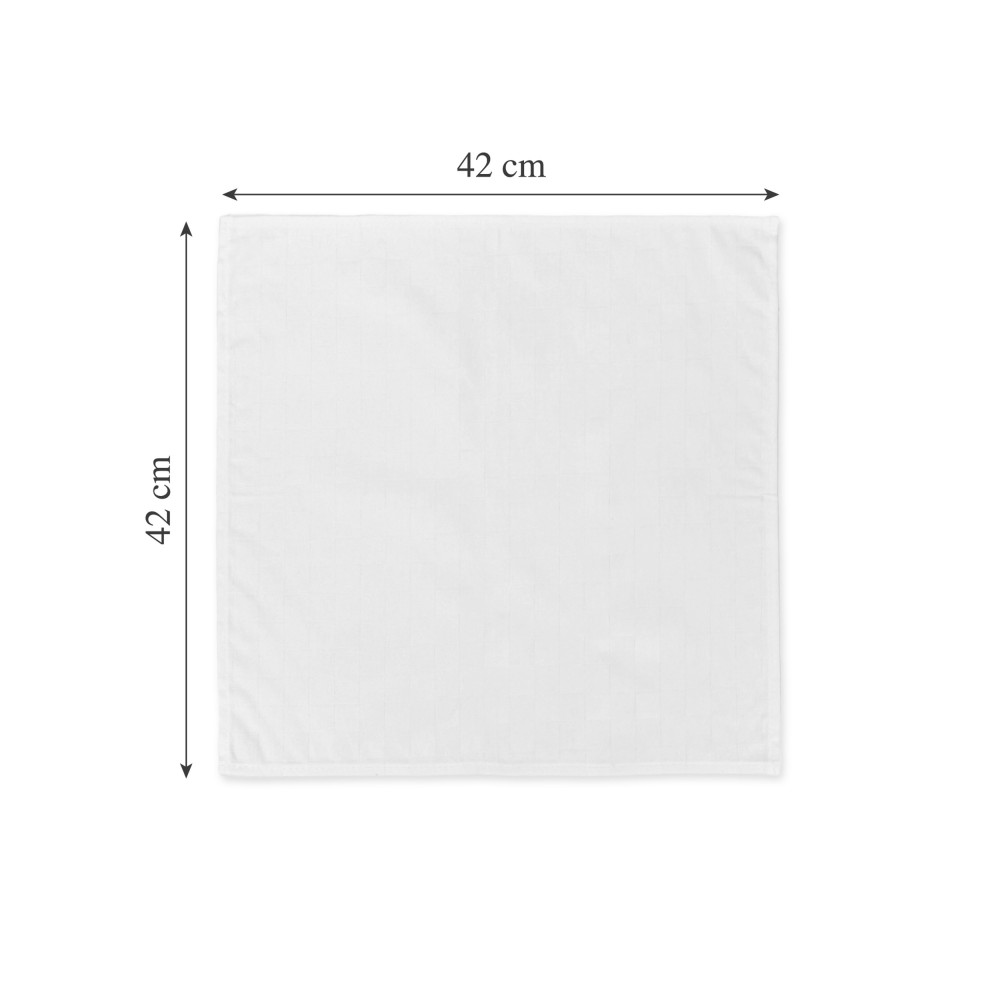 Set of 4 White Cotton Napkins, Napkins Fabric 42x42 cm, Flanders, 4-sided hem, 100% Pure Cotton