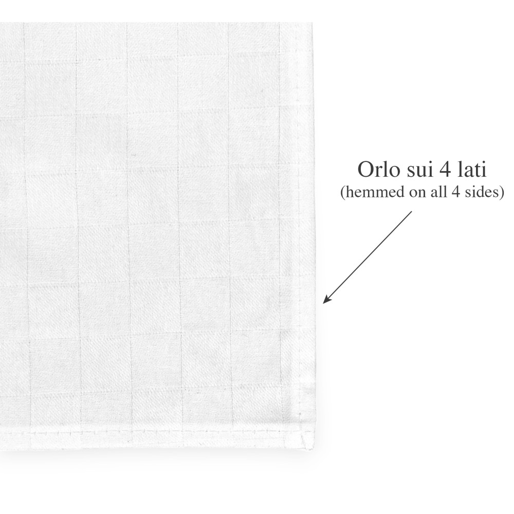 Set de 4 Servilletas de Algodón Blanco, Servilletas Tela 42x42 cm, Flandes, Bajo a 4 caras, 100% Algodón Puro