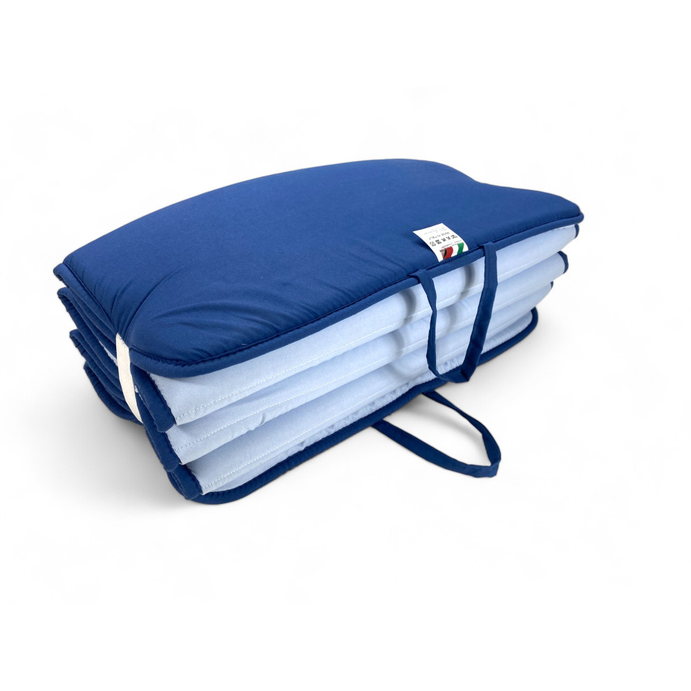 Materassino Pieghevole per Lettino Mare, Sdraio, Piscina, Double Face 52x200 e spessore 2 cm, con maniglie, colore Blu/Azzurro