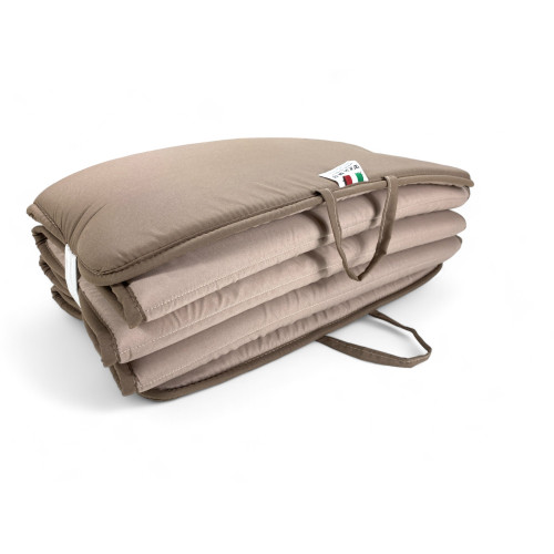 Matelas pliant pour lit de plage, transat, piscine, double face 52x200 et 2 cm d’épaisseur, avec poignées, couleur beige/gris to