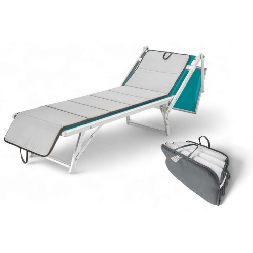 Folding Mattress for Beach Bed, Deckchair, Swimming Pool, Double Face 52x200 and 2cm thick, with handles, Dark and Light Grey