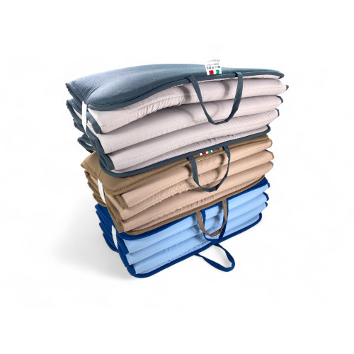 Matelas pliant pour lit de plage, transat, piscine, double face 52x200 et 2cm d’épaisseur, avec poignées, gris foncé et gris cla