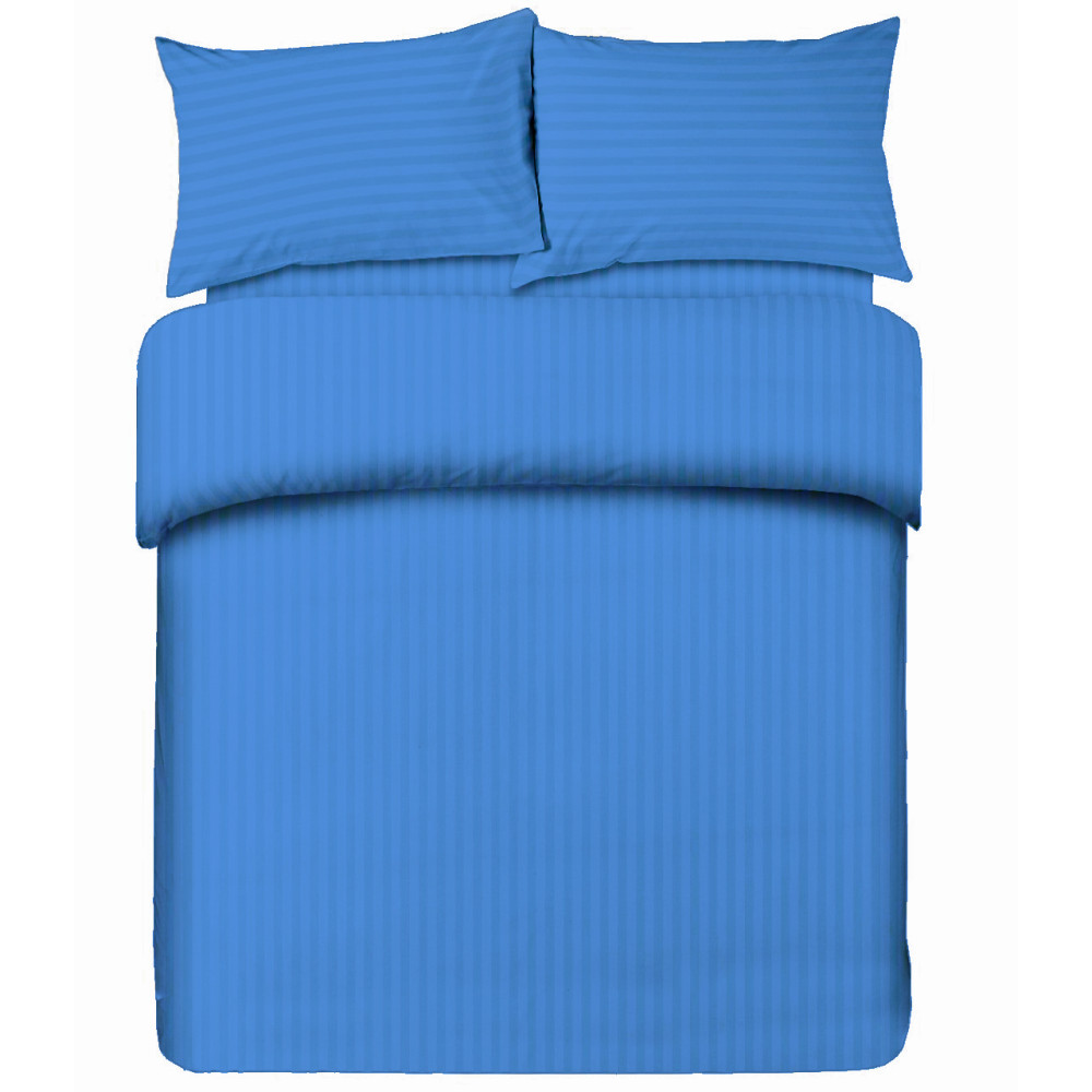 Microfiber double sheet set, light blue, striped satin, no iron, 2 squares