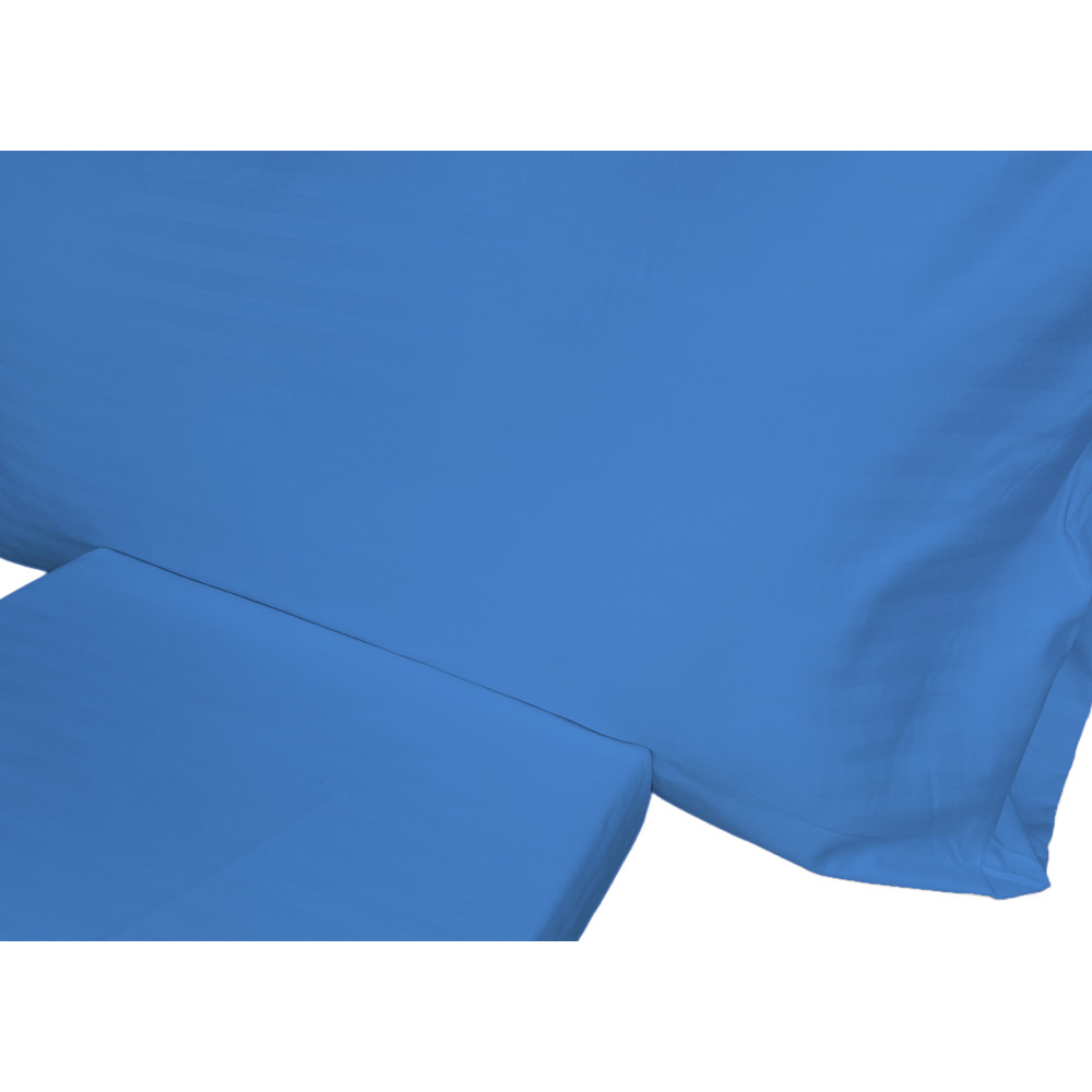 Microfiber double sheet set, light blue, striped satin, no iron, 2 squares