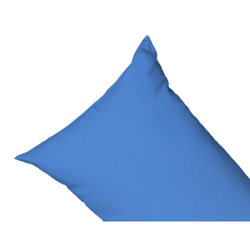 Ensemble de draps doubles en microfibre, bleu clair, satiné rayé, sans repassage, 2 carrés