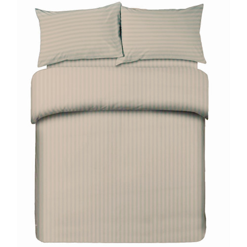 Ensemble de draps doubles en microfibre, gris tourterelle, satin rayé, sans repassage, 2 carrés