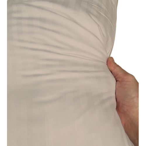 Double sheet set in microfiber, dove grey, striped satin, no iron, 2 squares