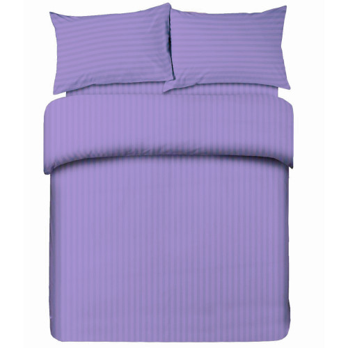 Ensemble de draps doubles en microfibre, lilas, satiné rayé, sans repassage, 2 carrés