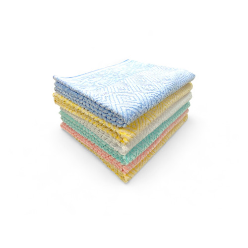 Set de 6 toallas de baño grandes, modelo Venère, Jacquard, puro algodón, colores surtidos, Made in Italy