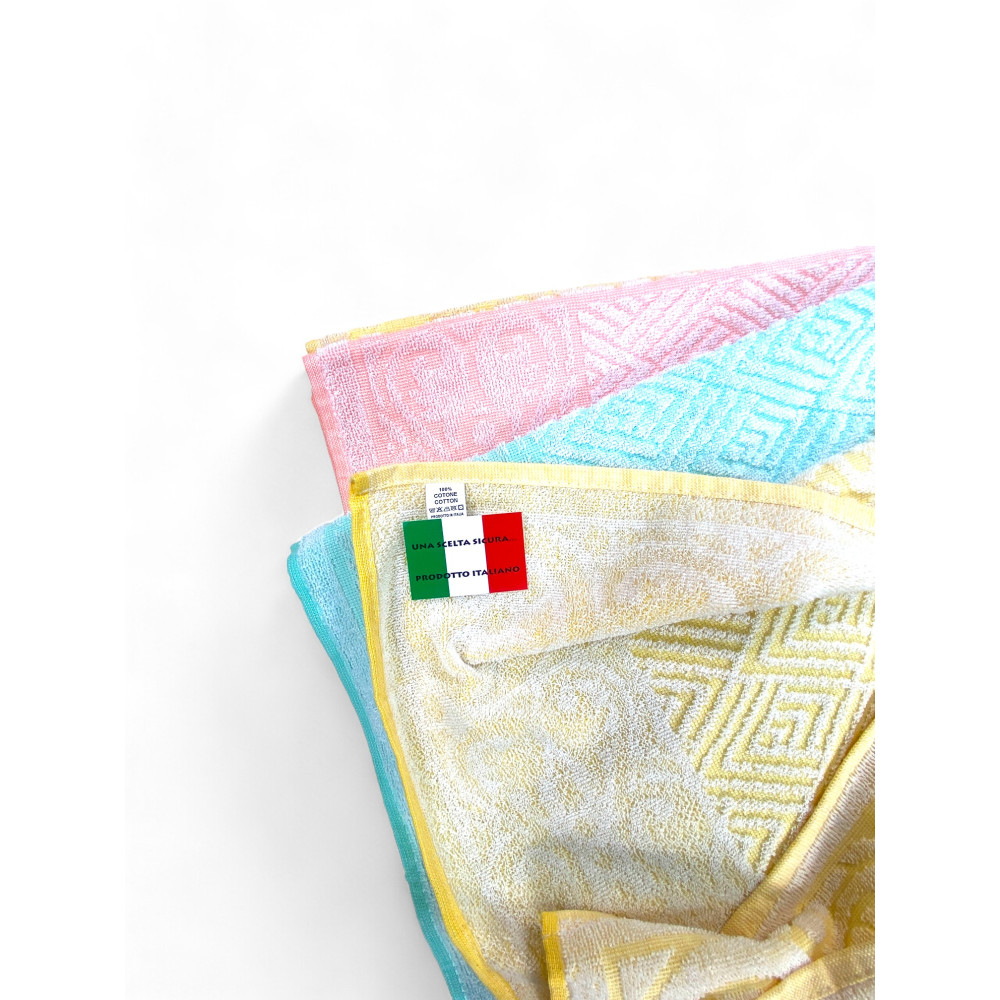 Set of 6 large bath towels, Venere model, Jacquard, pure cotton, assorted colors, Made in Italy