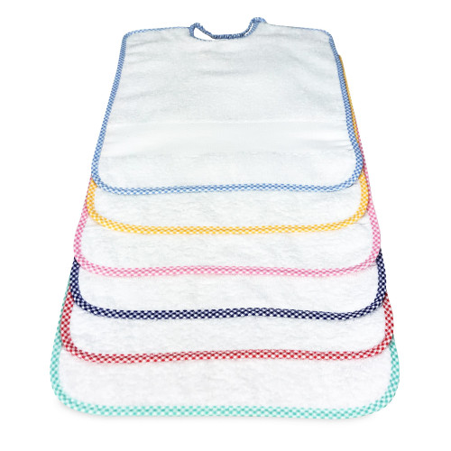 SET 6 BABEROS BABEROS PARA NIÑOS PULGAR CM © . 28x33 Mordaza elástica de algodón puro con lona AIDA para bordar Nombre