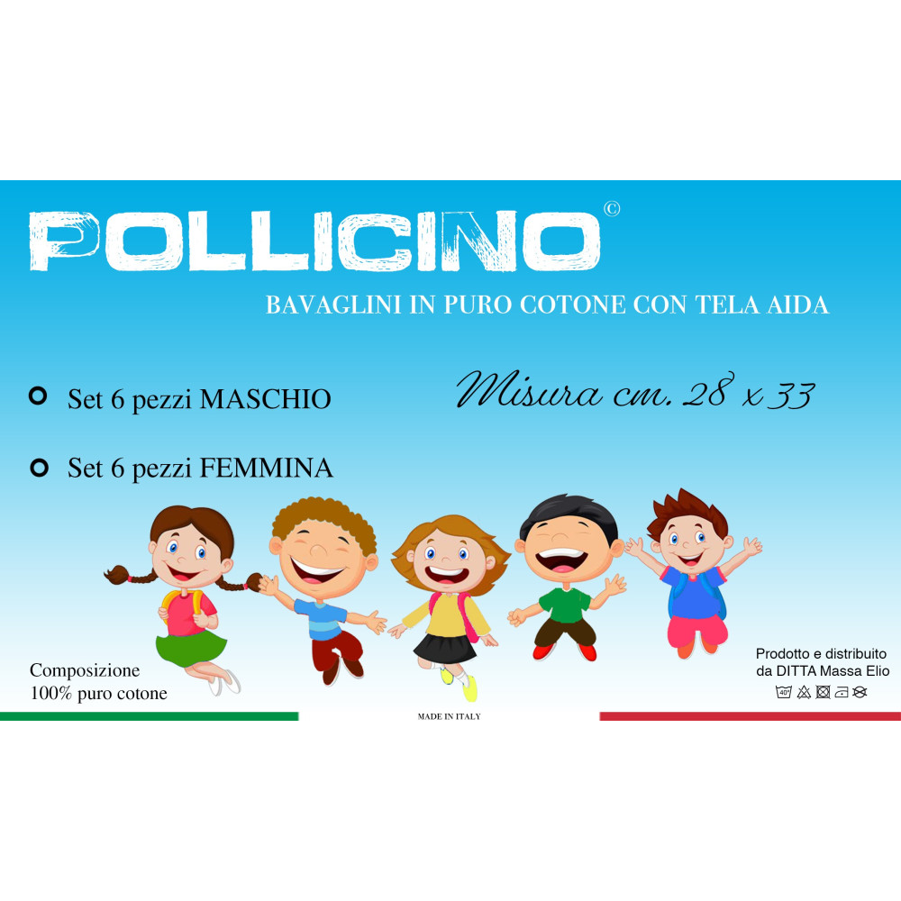 SET 6 BABEROS BABEROS PARA NIÑOS PULGAR CM © . 28x33 Mordaza elástica de algodón puro con lona AIDA para bordar Nombre