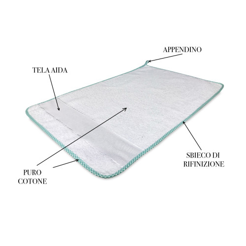 JUEGO DE 6 TOALLAS DE JARDÍN DE INFANTES © con bordes en COLOR LISO con lona AIDA para bordar el nombre