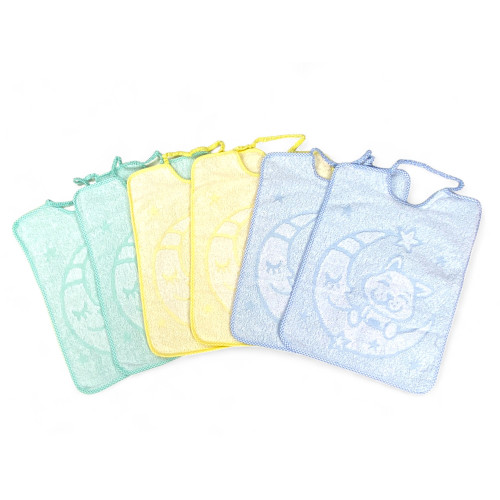 Lot DE 6 BAVOIRS BAVOIRS bébé JACK © cm. 30x39 de mesure MAXI gag avec lacets pur coton